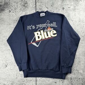 Vintage Labatt Blue "It's Your Call." Crewneck Pullover Navy Made‎ In Canada L